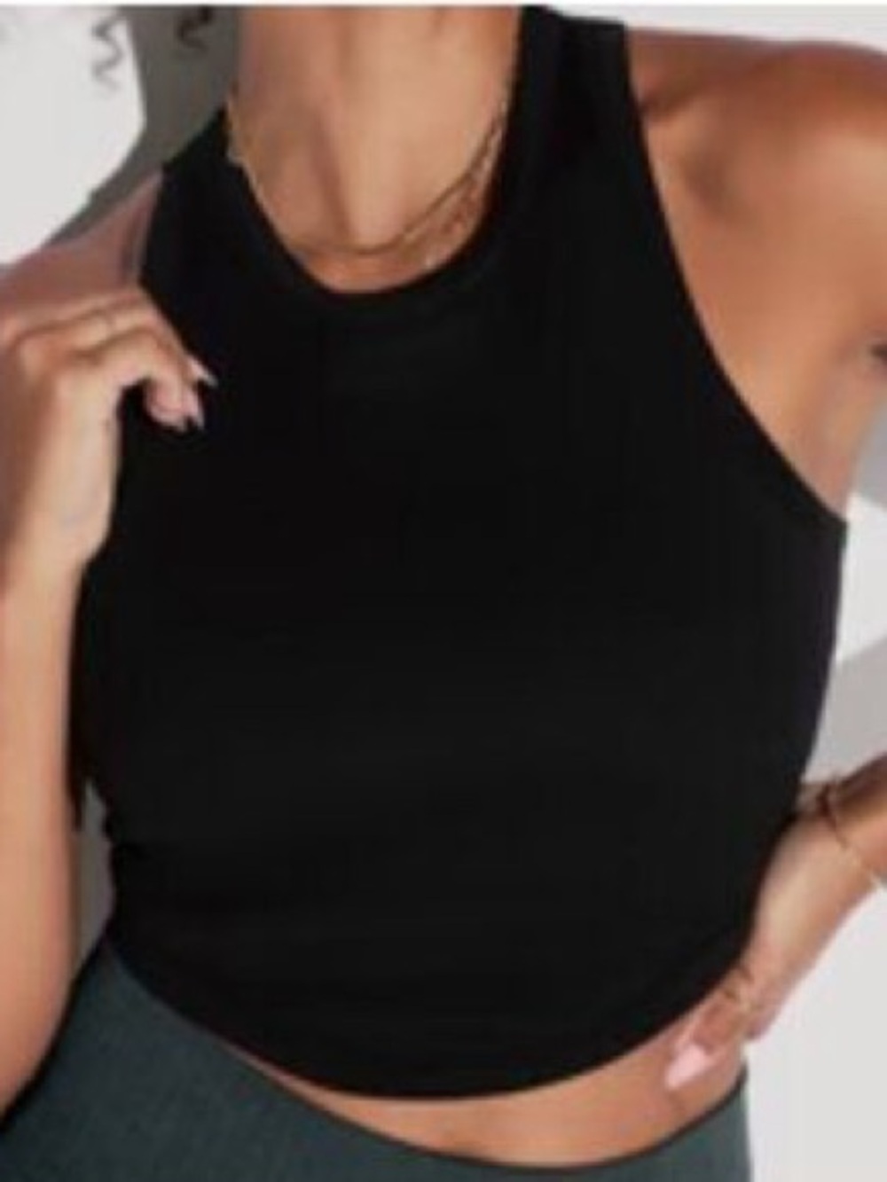 POPFLEX Women’s S Ribbed Racerback Curved Hem Crop Tank Black